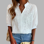 ALÉVANE | Blouse Blanche Élégante avec Manches Bouffantes Ella