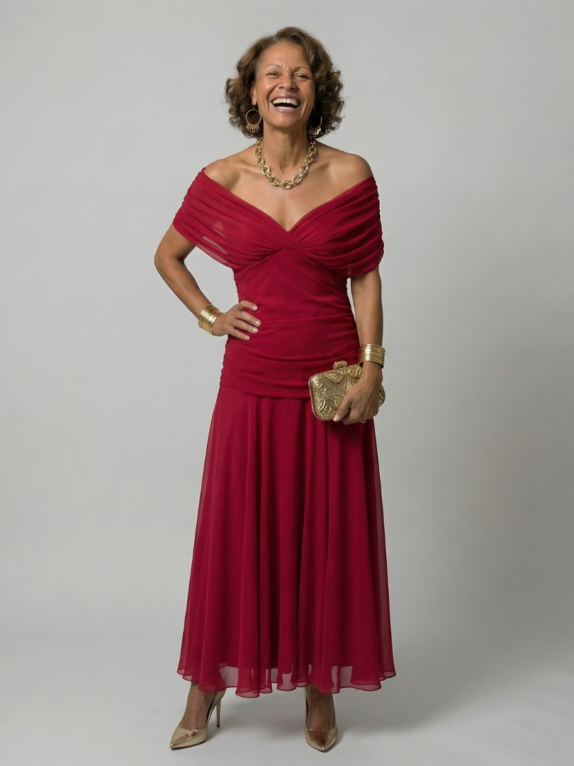 ALÉVANE | Robe Midi Décontractée à Épaules Dénudées Calen