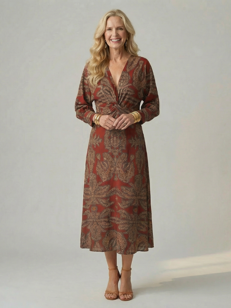 ALÉVANE | Robe Midi Wrap Naturelle Lune