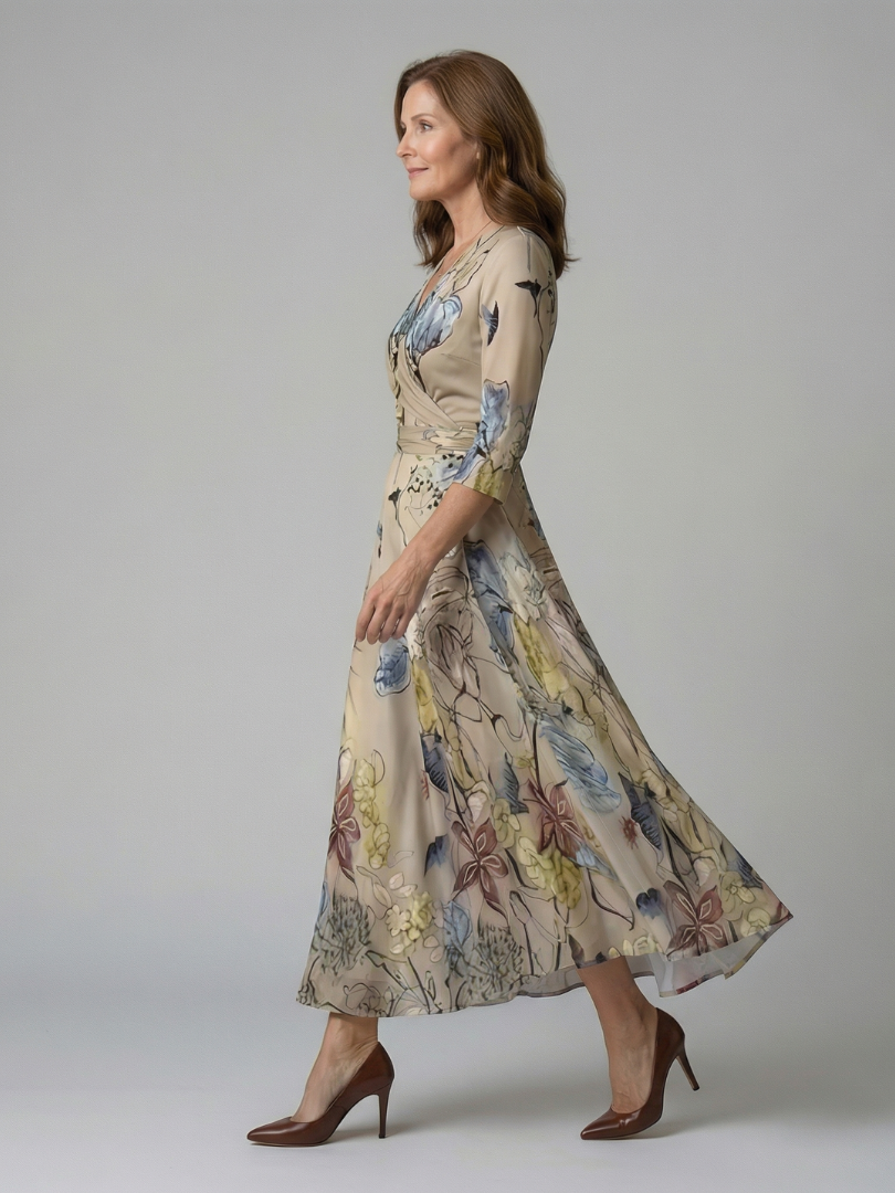 ALÉVANE | Robe Midi Croisée à Col Celine