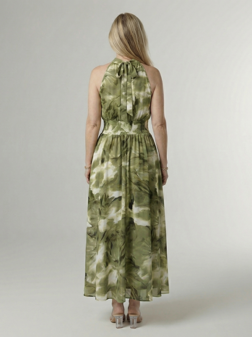 ALÉVANE | Robe Midi à Encolure Halter Froncée Sylin