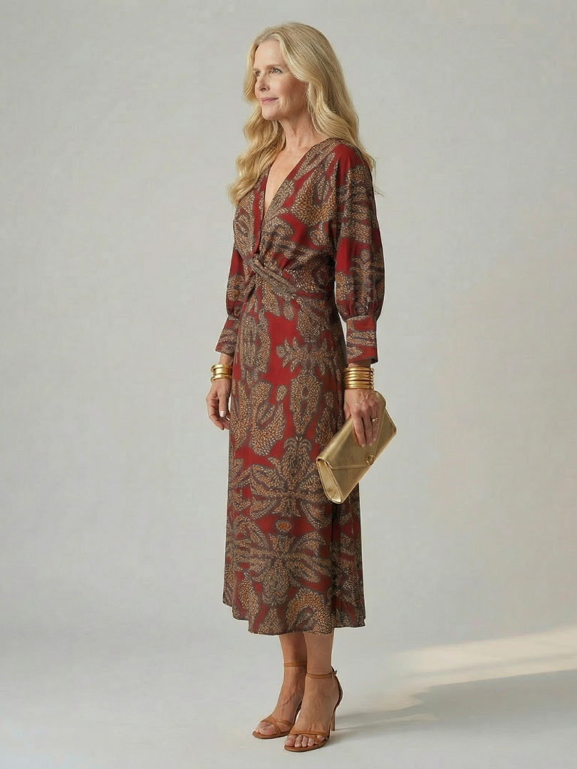 ALÉVANE | Robe Midi Wrap Naturelle Lune