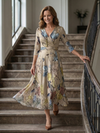 ALÉVANE | Robe Midi Croisée à Col Celine