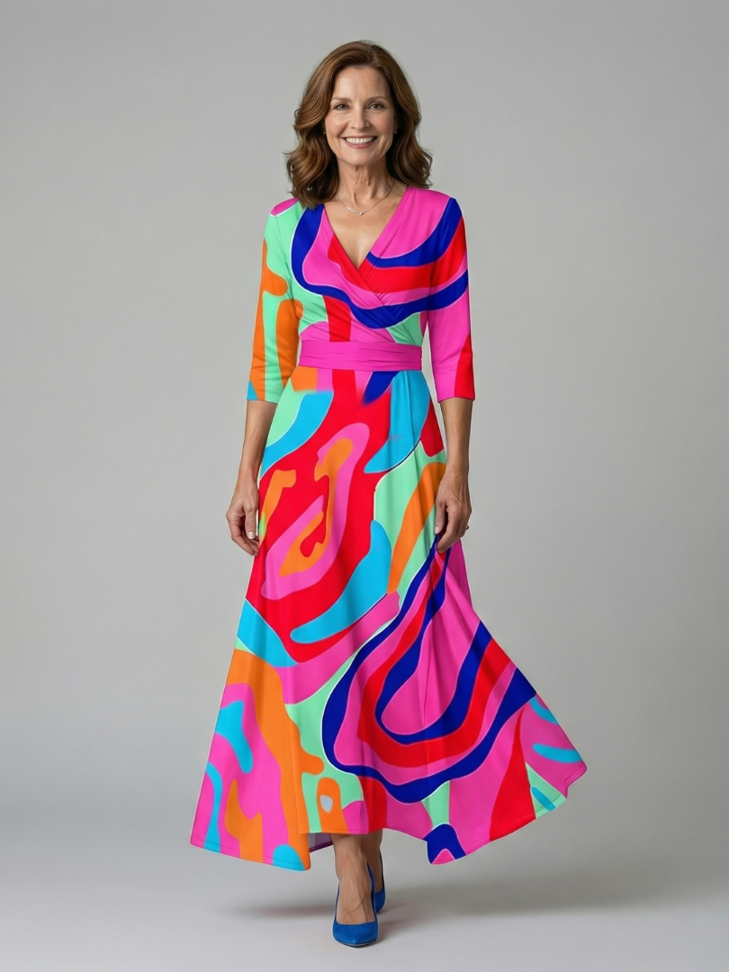 ALÉVANE | Robe Midi Croisée à Col Celine