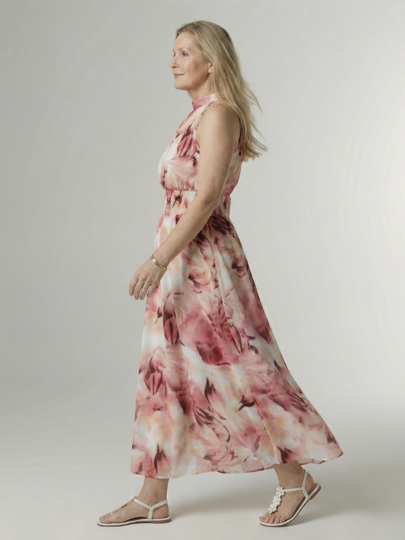 ALÉVANE | Robe Midi à Encolure Halter Froncée Sylin