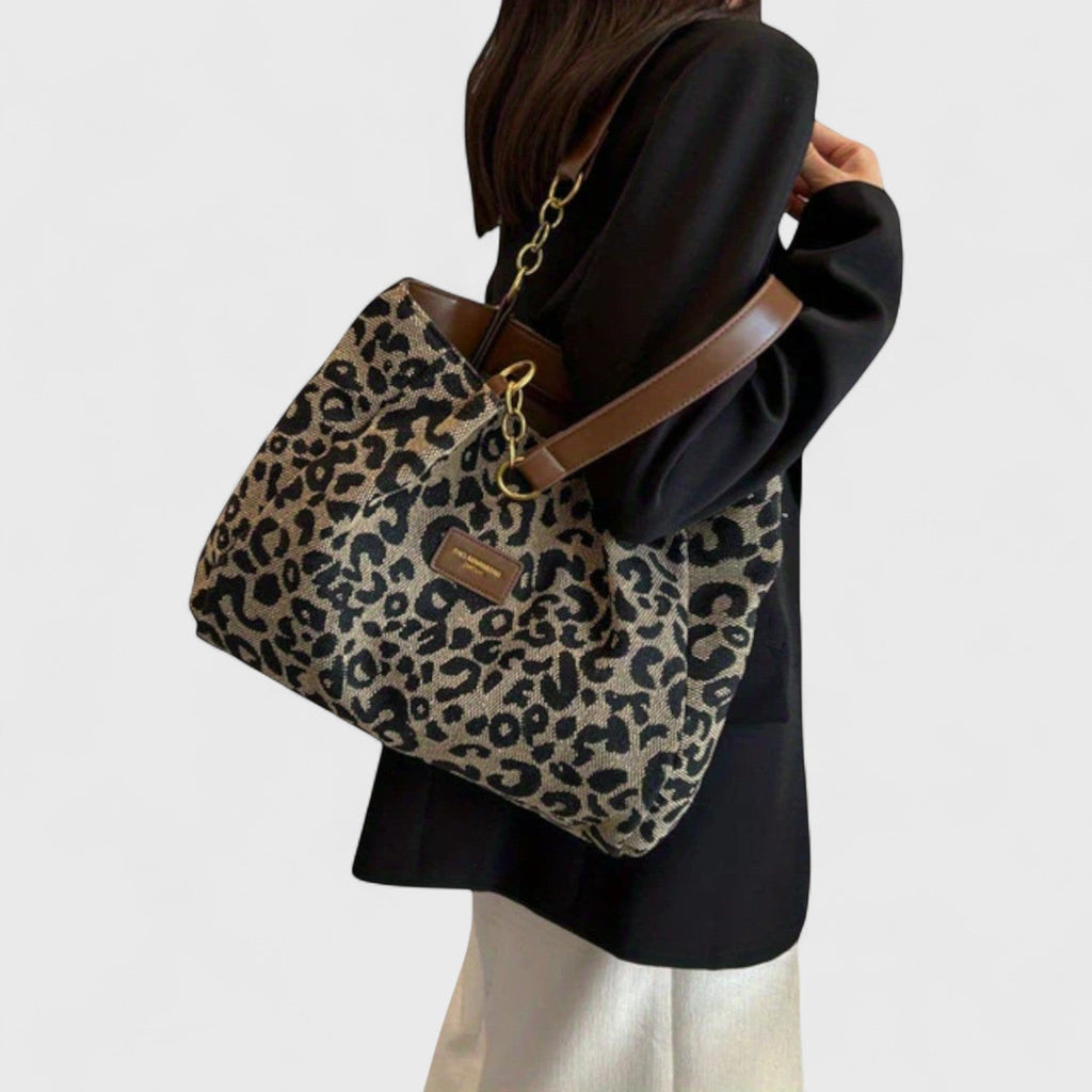 ALÉVANE | SAC SHOPPING EN TOILE MOTIF LÉOPARD