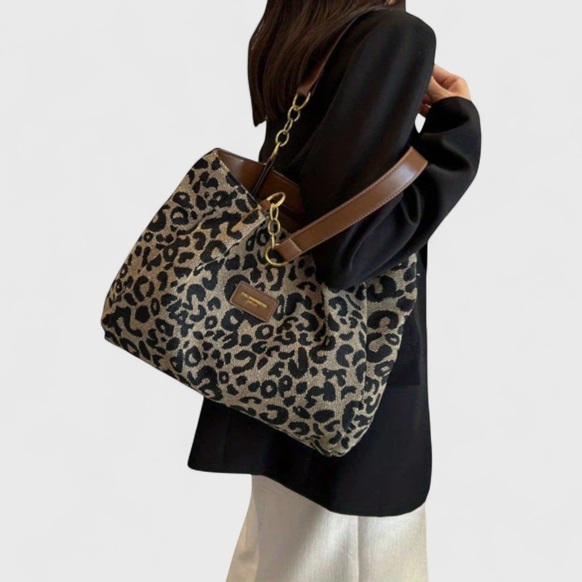 ALÉVANE | SAC SHOPPING EN TOILE MOTIF LÉOPARD