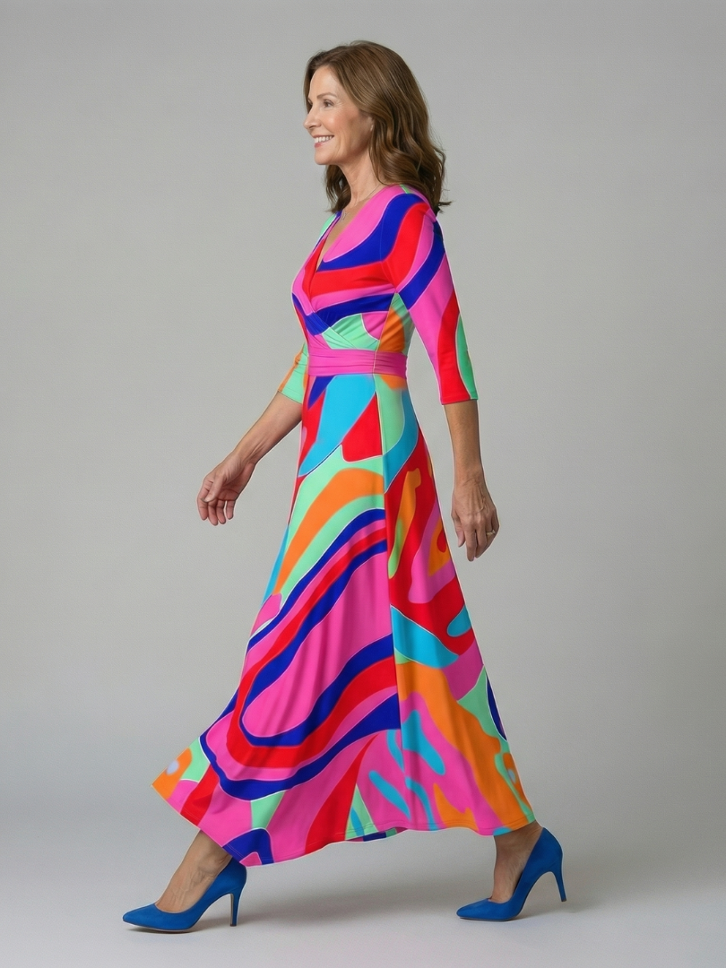 ALÉVANE | Robe Midi Croisée à Col Celine