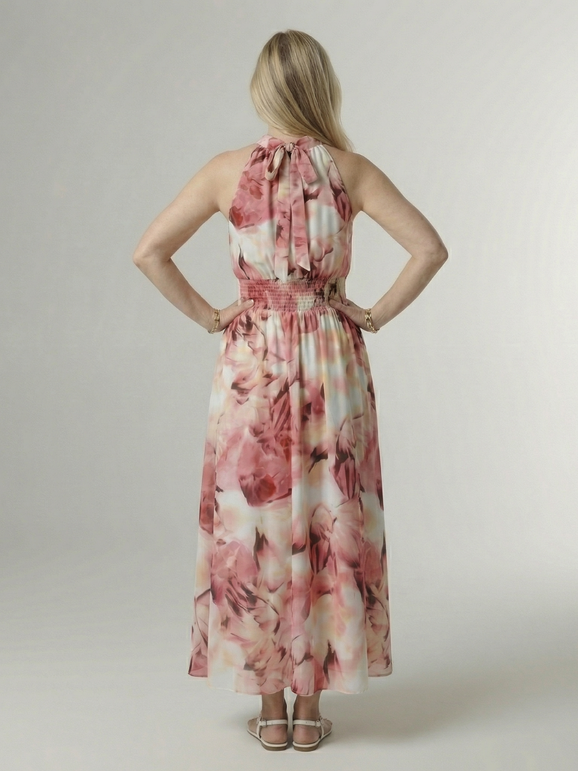 ALÉVANE | Robe Midi à Encolure Halter Froncée Sylin