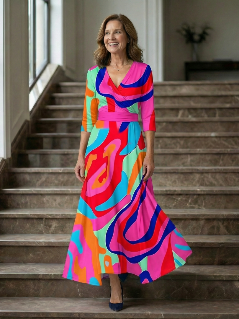 ALÉVANE | Robe Midi Croisée à Col Celine