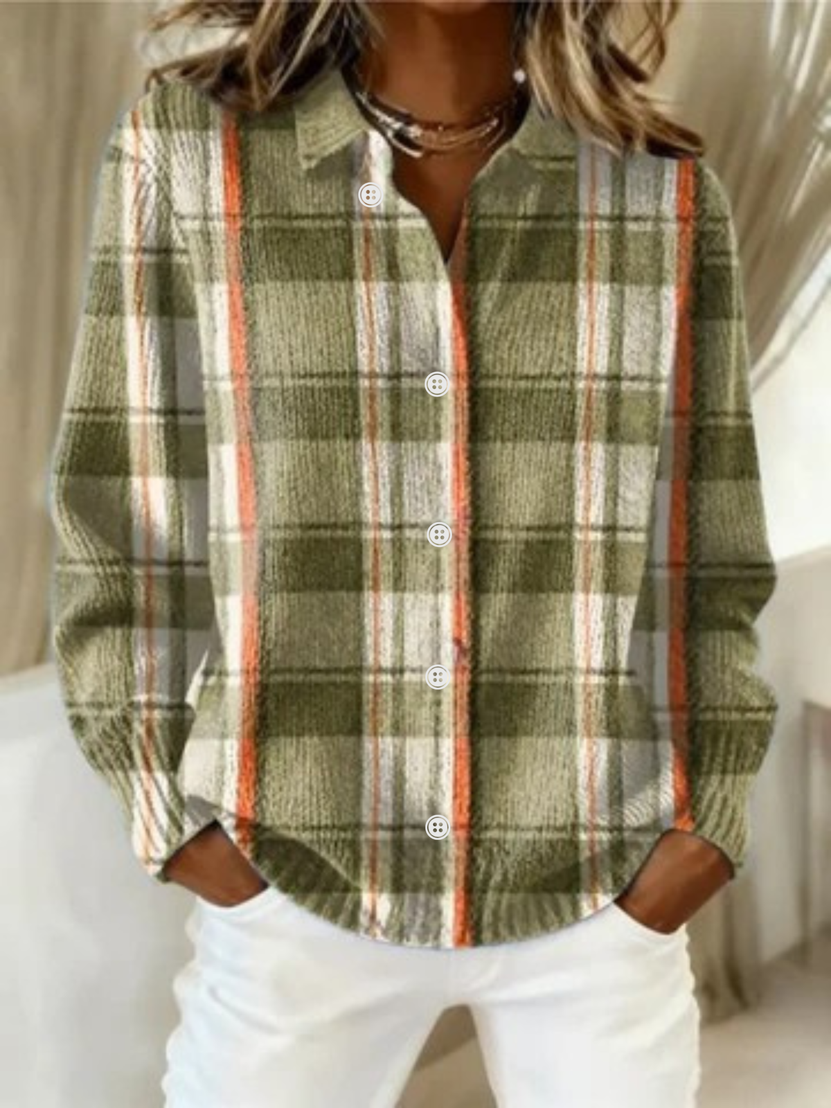 ALÉVANE | Cardigan Carreaux Vert Mousse Sylvie