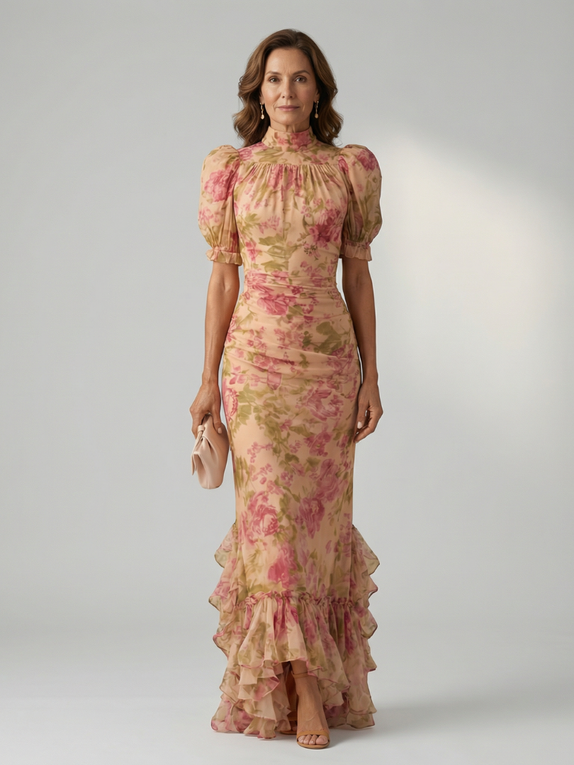 ALÉVANE | Robe Maxi à Col Montant Doux Vianne