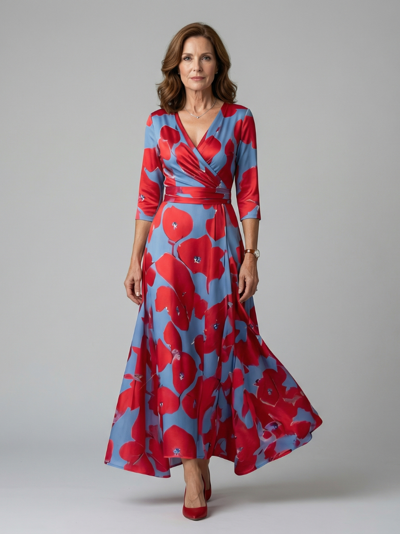 ALÉVANE | Robe Midi Croisée à Col Celine