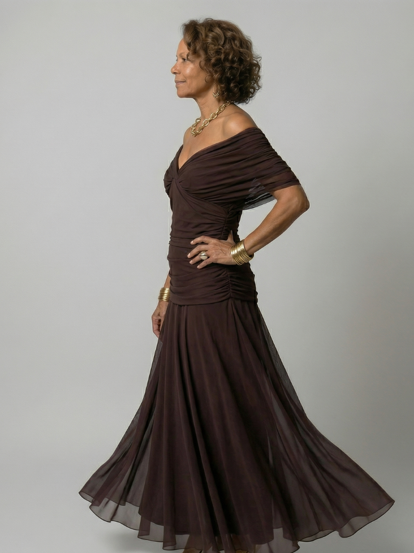 ALÉVANE | Robe Midi Décontractée à Épaules Dénudées Calen