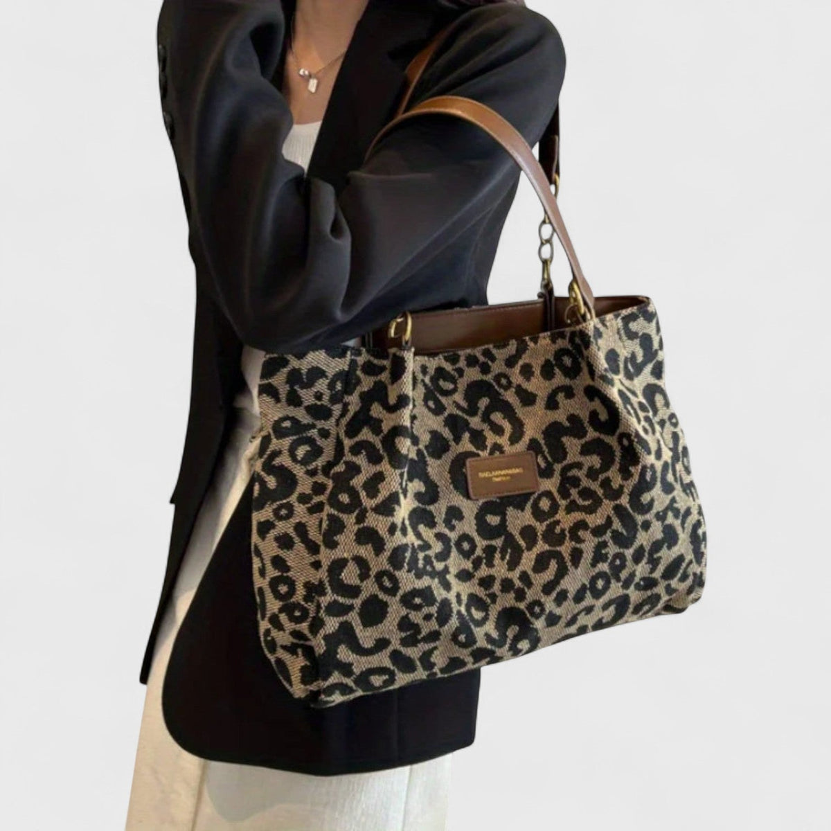 ALÉVANE | SAC SHOPPING EN TOILE MOTIF LÉOPARD