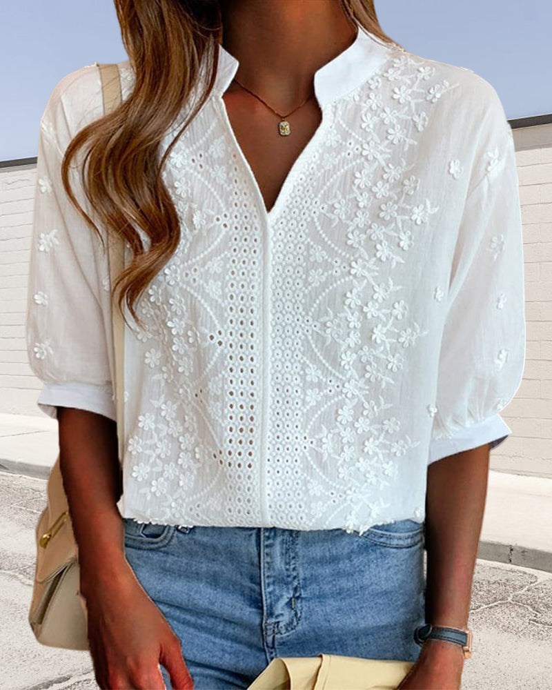 ALÉVANE | Blouse Blanche Élégante avec Manches Bouffantes Ella
