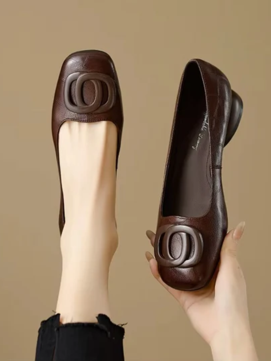 ALÉVANE | Ballerines en Cuir Bout Carré Margot