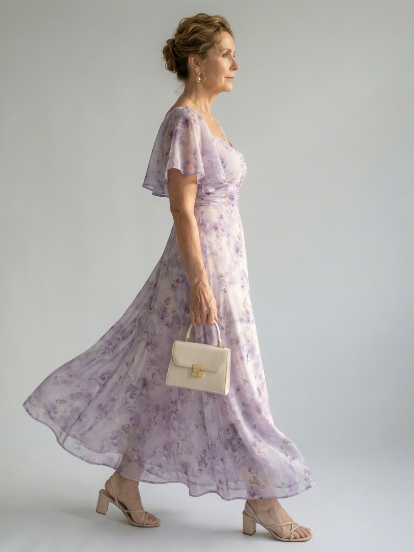 ALÉVANE | Robe Midi à Manches Volantes Vaelis