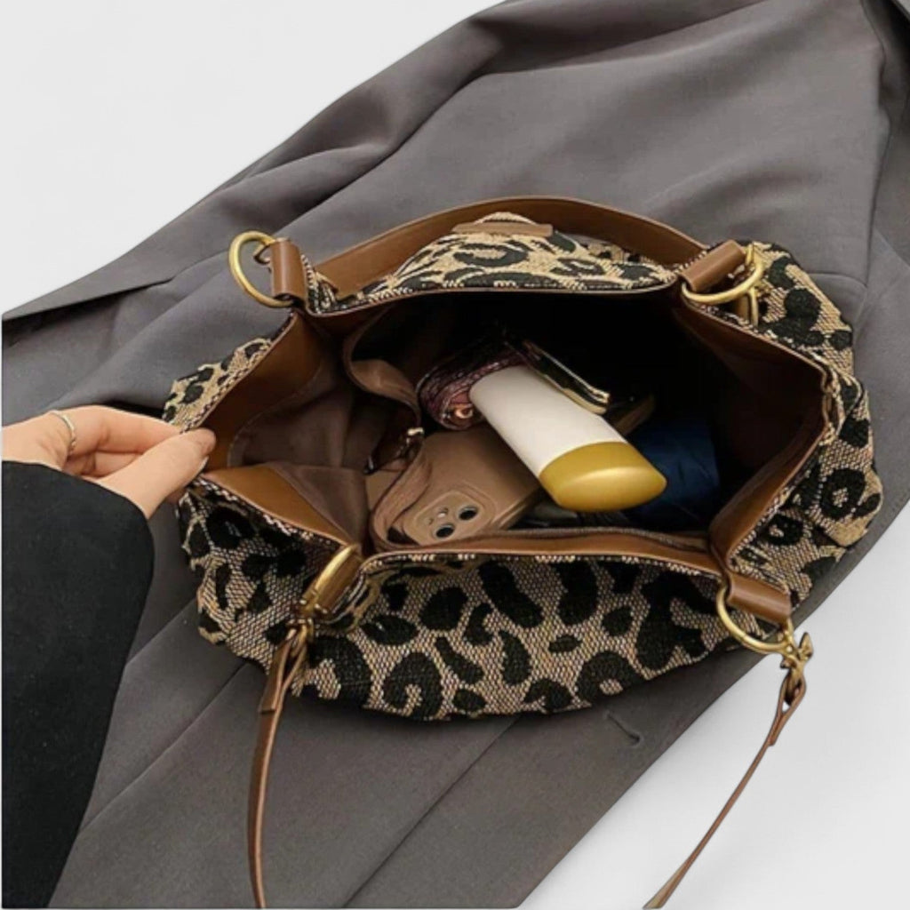 ALÉVANE | SAC SHOPPING EN TOILE MOTIF LÉOPARD