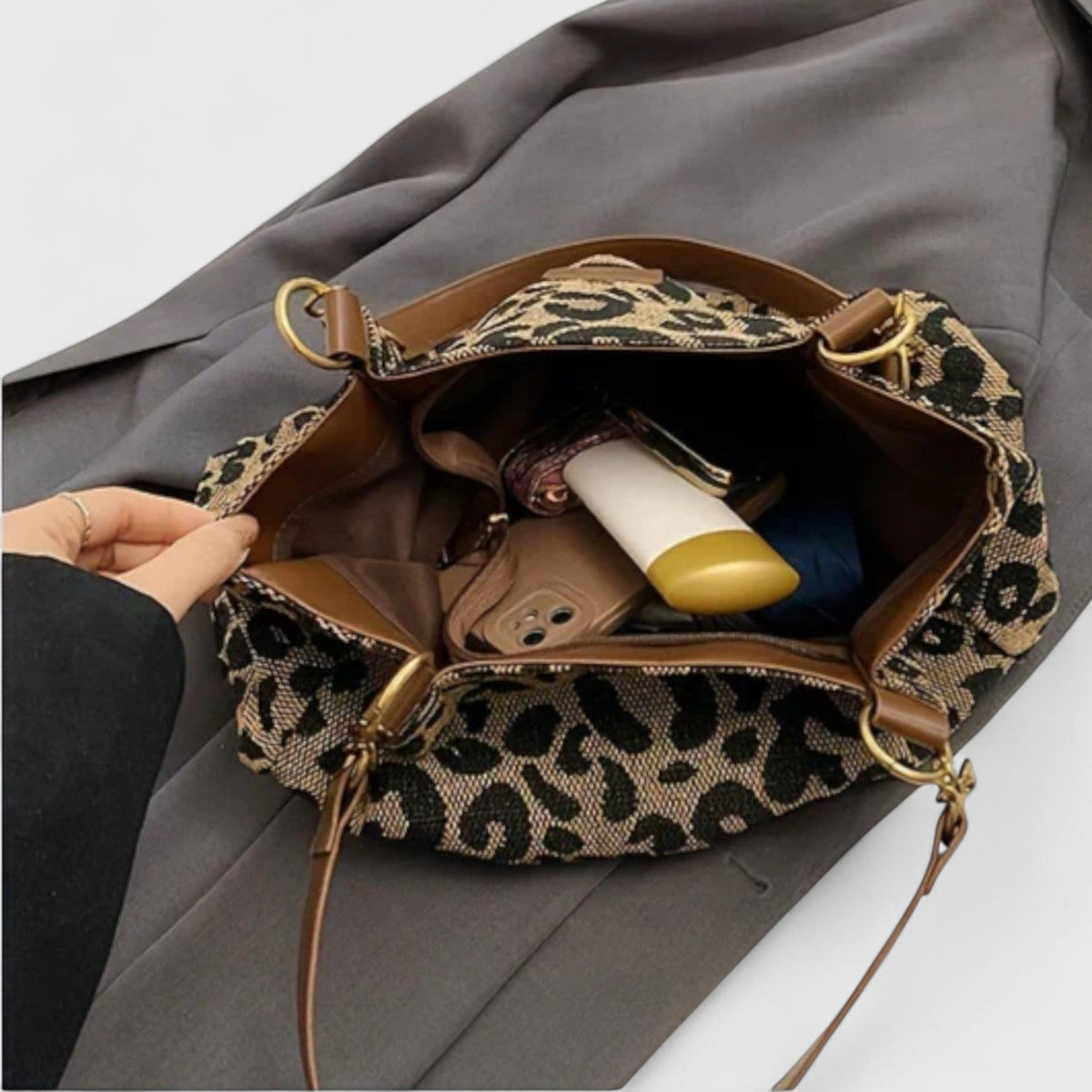 ALÉVANE | SAC SHOPPING EN TOILE MOTIF LÉOPARD