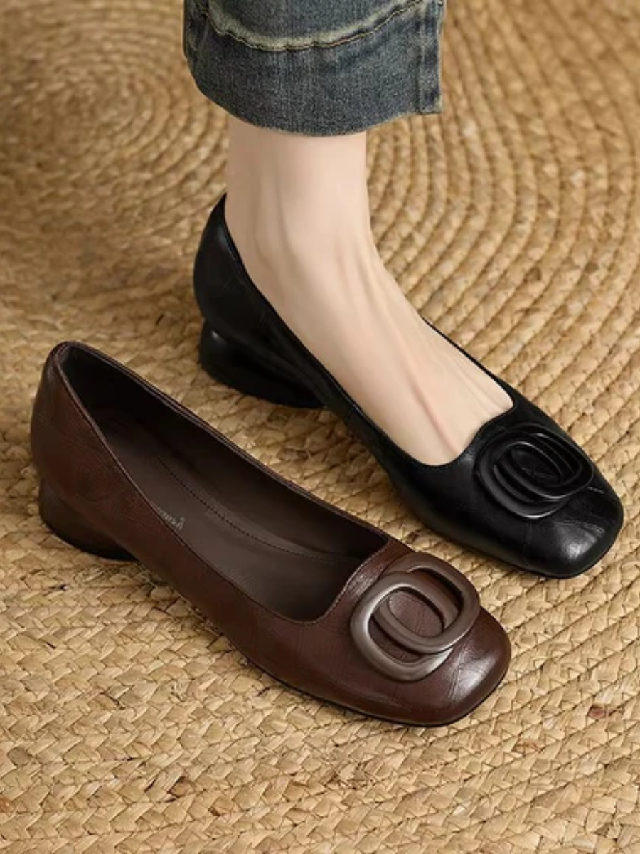 ALÉVANE | Ballerines en Cuir Bout Carré Margot