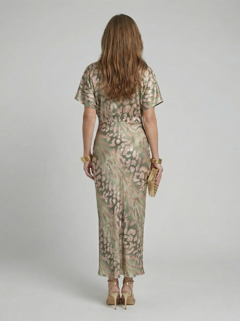 ALÉVANE | Robe Midi à Imprimé Abstrait Coralie