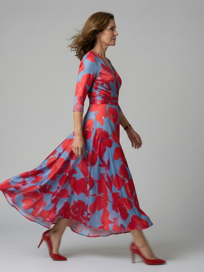 ALÉVANE | Robe Midi Croisée à Col Celine