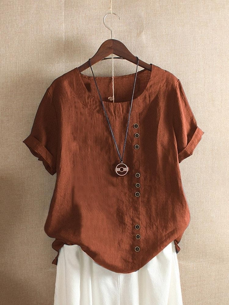 ALÉVANE | Blouse Aérée avec Patte de Boutonnage Bianca
