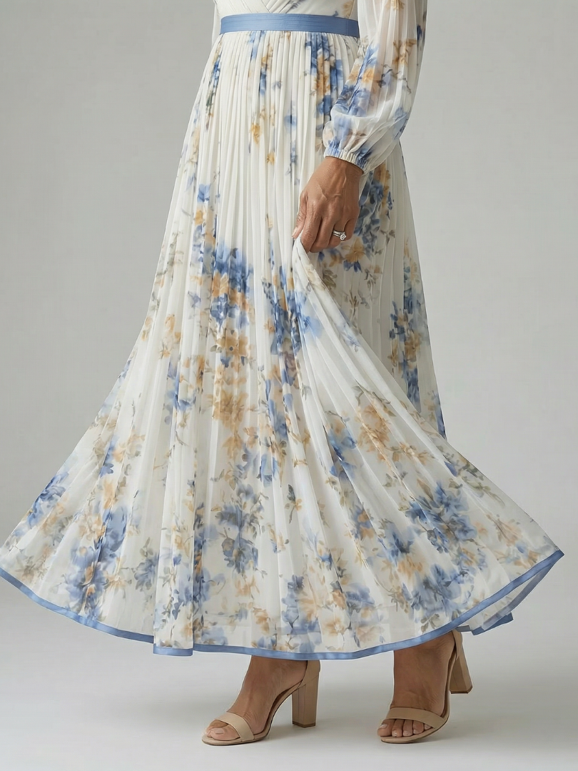 ALÉVANE | Robe Midi Plissée à Enveloppe Rielle