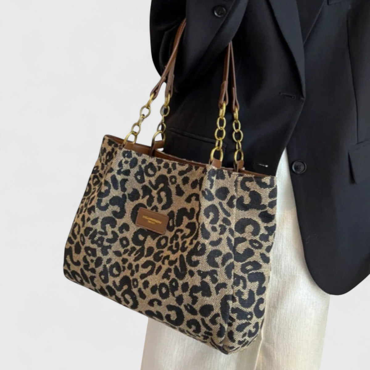 ALÉVANE | SAC SHOPPING EN TOILE MOTIF LÉOPARD