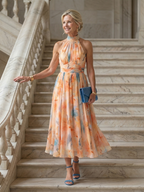 ALÉVANE | Robe Midi à Col Halter Doux Elin