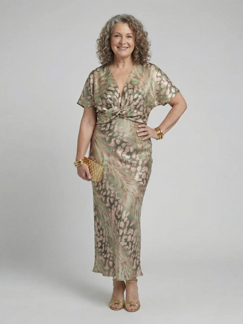 ALÉVANE | Robe Midi à Imprimé Abstrait Coralie