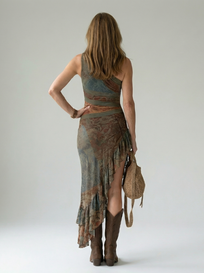 ALÉVANE | Robe Midi Drapée Silencieuse Zalia