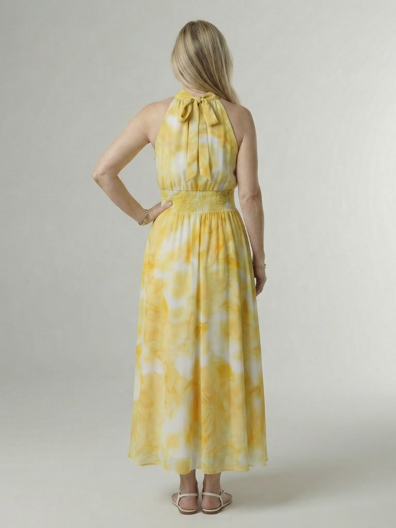 ALÉVANE | Robe Midi à Encolure Halter Froncée Sylin