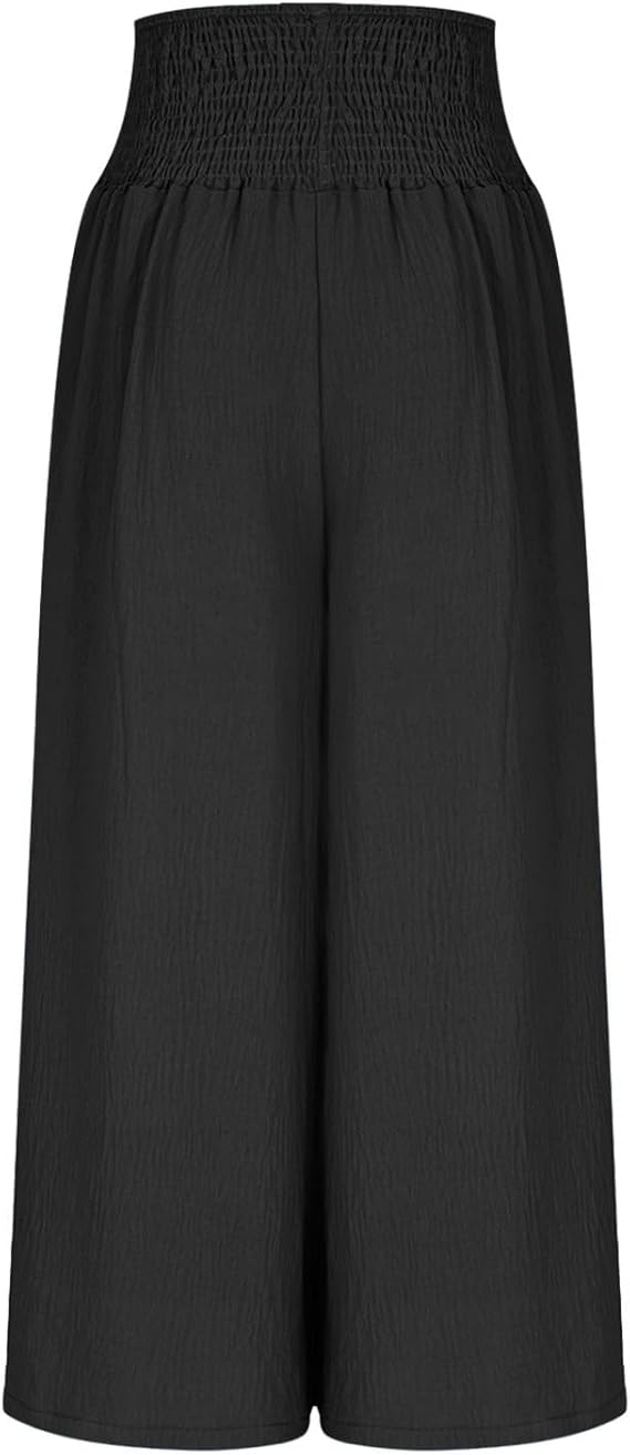 ALÉVANE | Pantalon large pour femme avec taille smockée