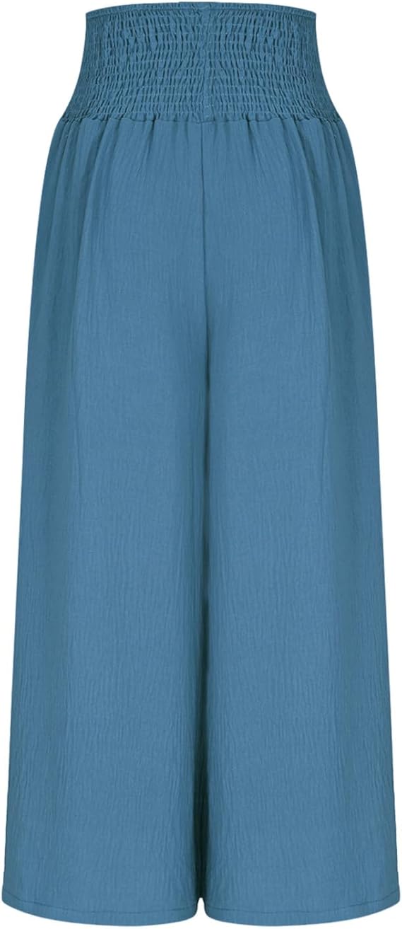 ALÉVANE | Pantalon large pour femme avec taille smockée