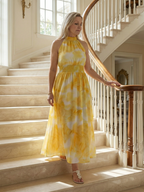 ALÉVANE | Robe Midi à Encolure Halter Froncée Sylin
