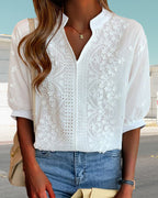 ALÉVANE | Blouse Blanche Élégante avec Manches Bouffantes Ella