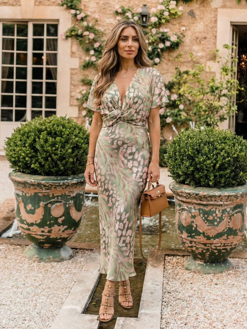 ALÉVANE | Robe Midi à Imprimé Abstrait Coralie