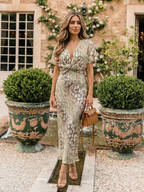 ALÉVANE | Robe Midi à Imprimé Abstrait Coralie