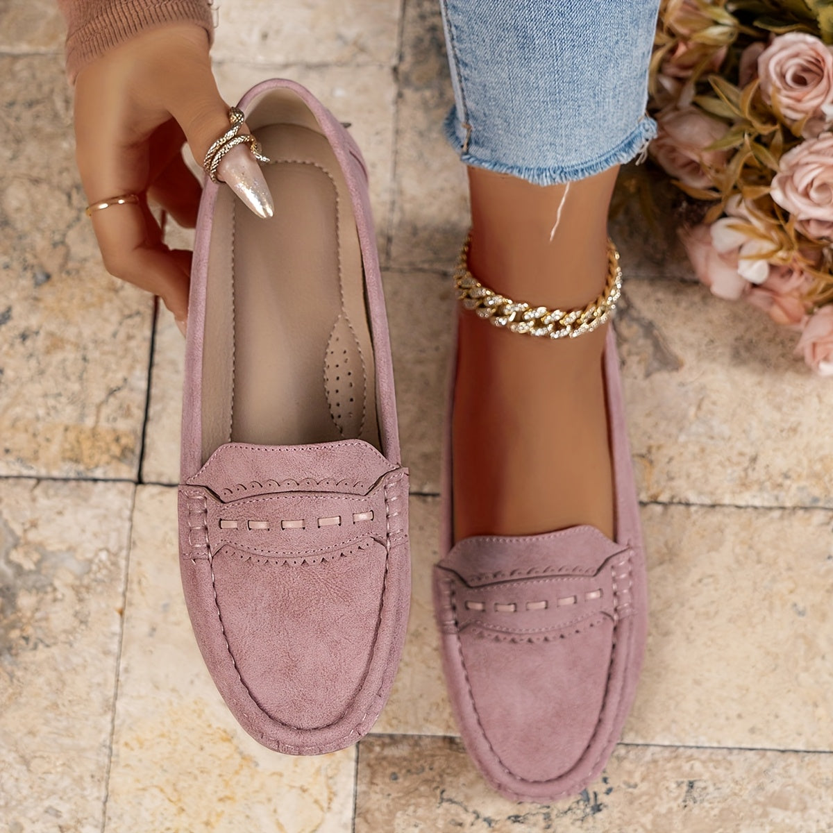 ALÉVANE | Mocassins Effet Daim Festonnés Marie