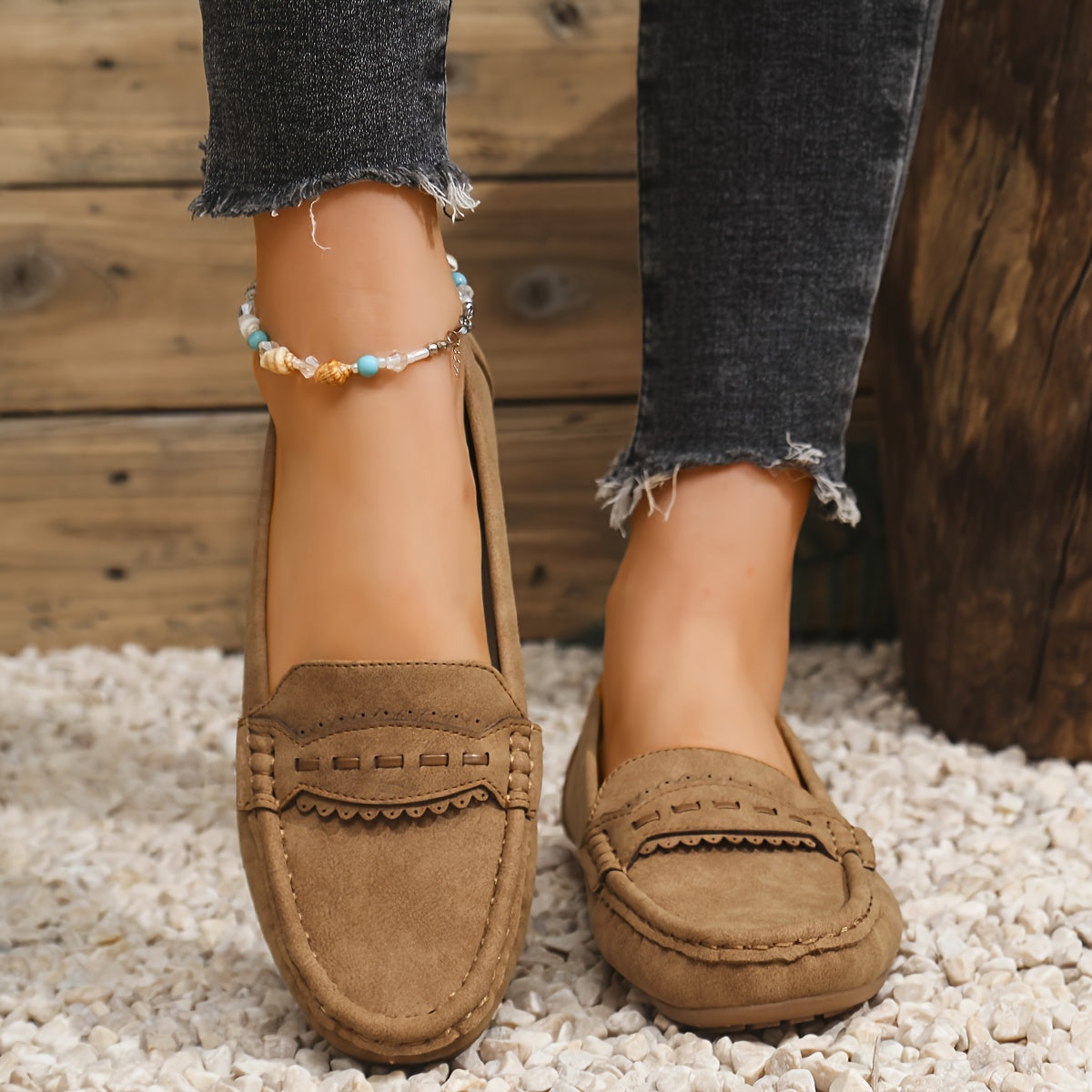ALÉVANE | Mocassins Effet Daim Festonnés Marie