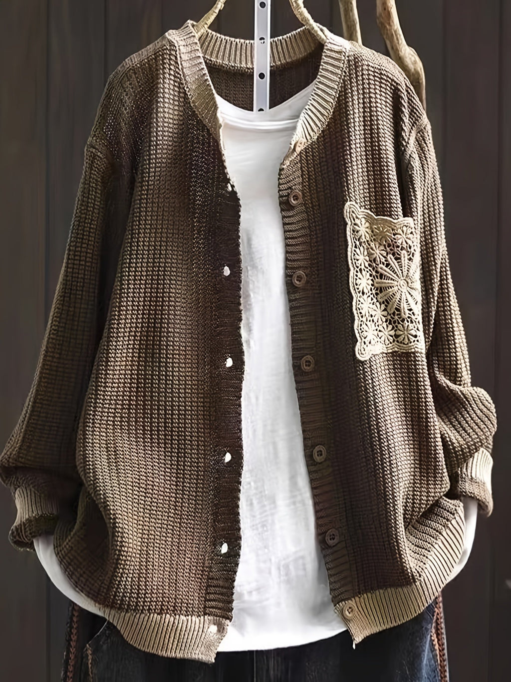 ALÉVANE | Cardigan Long Poche Dentelle Claire