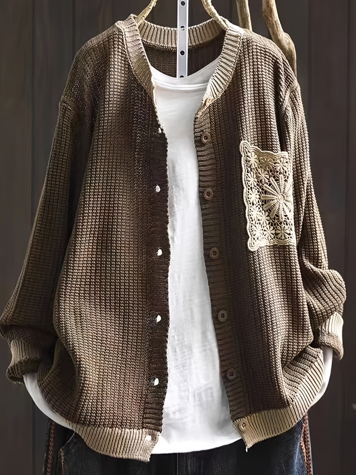 ALÉVANE | Cardigan Long Poche Dentelle Claire