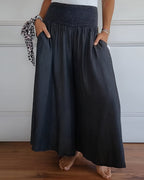 ALÉVANE | Pantalon large pour femme avec taille smockée