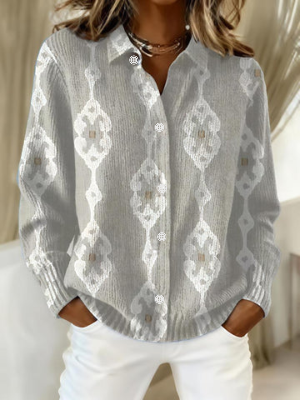 ALÉVANE | Cardigan Maille Motif Losanges Chloé