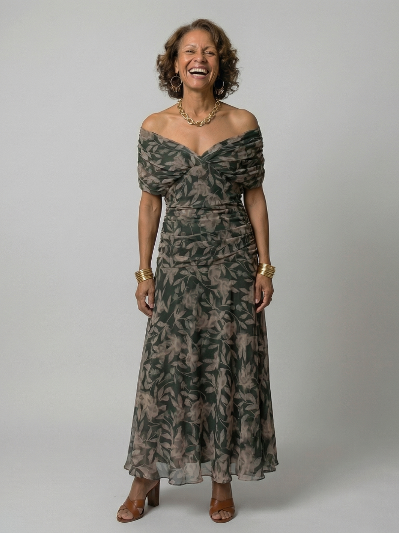 ALÉVANE | Robe Midi Décontractée à Épaules Dénudées Calen
