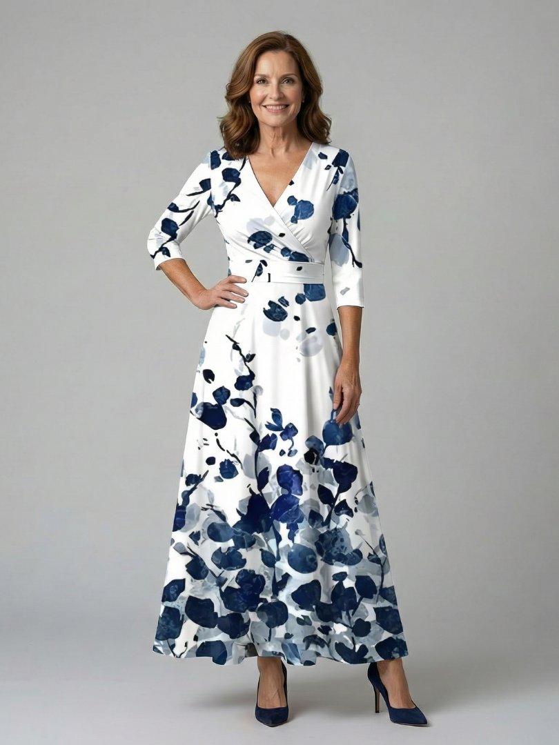 ALÉVANE | Robe Midi Croisée à Col Celine