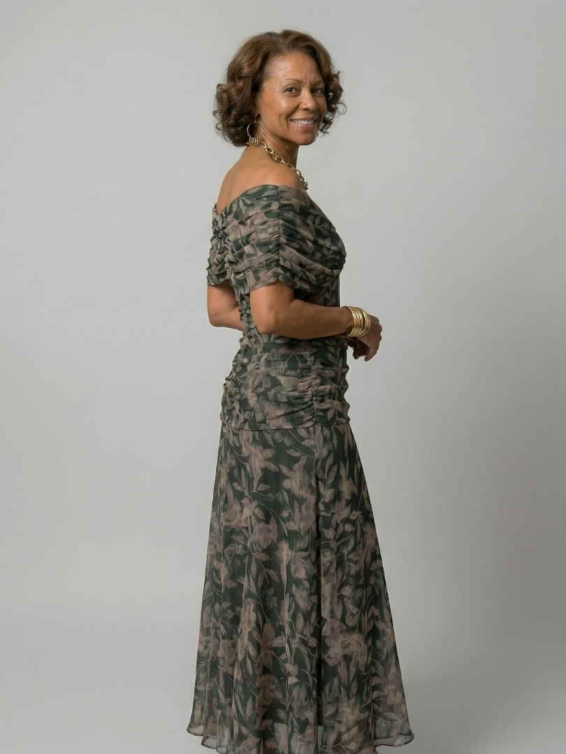ALÉVANE | Robe Midi Décontractée à Épaules Dénudées Calen