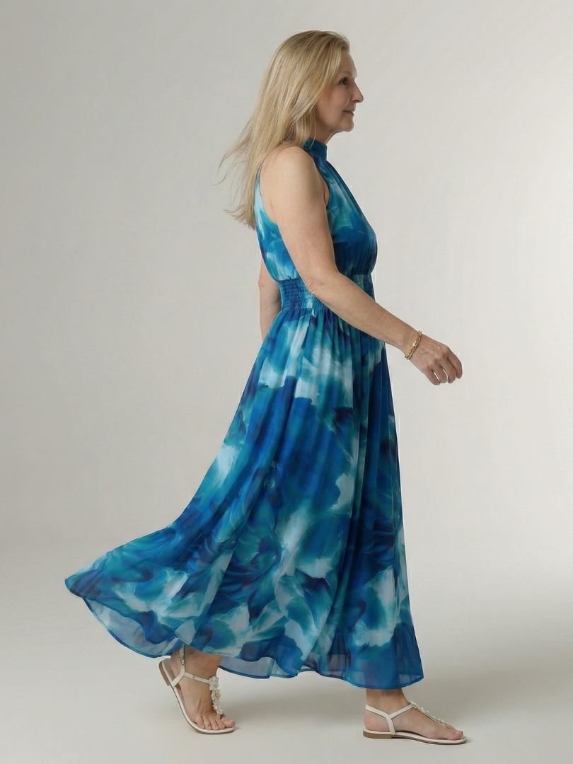 ALÉVANE | Robe Midi à Encolure Halter Froncée Sylin
